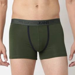UnderJeans by Spykar Green Round Neck Regular Fit Trunks-picture-1
