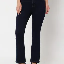 Vero Moda Dark Blue Regular Fit High Rise Jeans-image-49