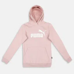 Puma Kids ESS FL G Pink & White Cotton Logo Full Sleeves Hoodie-picture-36