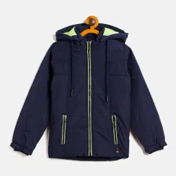 Duke Kids Navy Solid Full Sleeves Jacket-image-10