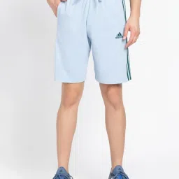Adidas Light Blue Regular Fit Striped Shorts image 1