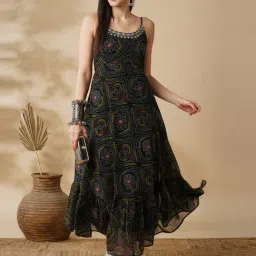 Globus Black Printed Maxi Dress-image-30