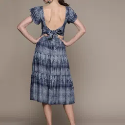 Label Ritu Kumar Blue Geometric Print A Line Maxi Dress image 2