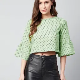 chimpaaanzee Chimpanzee Green & Black Printed Crop Top image 1