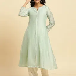W Mint Green Flared Kurta image 1