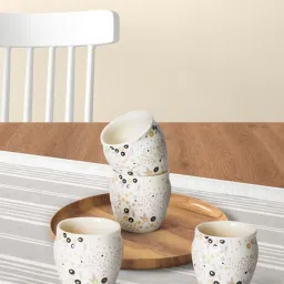 Living Scapes by Pantaloons Yellow Stoneware Kulhad Cup (0.75 L) - Set of 4 image 1