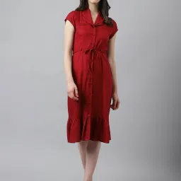 Latin Quarters Maroon Regular Fit Shirt Dress image 1