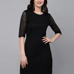 Style Quotient Black Self Design Shift Dress image 1