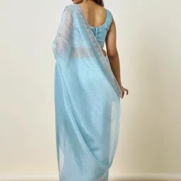 Soch Sky Blue Embellished Saree With Unstitched Blouse image 2