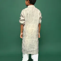 Sanwara Kids Beige Cotton Printed Kurta With Pants Set image 2