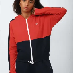 Reebok Red & Black Color-Block Hoodie image 1