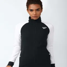 Reebok Black & White Cotton Color-Block Sports Jacket image 1