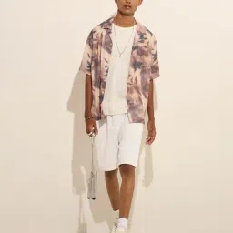 nuon men Nuon by Westside Mauve Abstract Print Relaxed-Fit Textured Shirt image 3