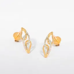 P.N.Gadgil Jewellers 14k Yellow Gold Futuristic Sparkle Diamond Stud Earrings image 1