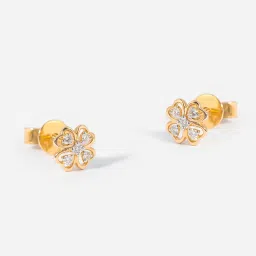 P.N.Gadgil Jewellers 14k Yellow Gold Petals in Symmetry Diamond Stud Earrings image 1