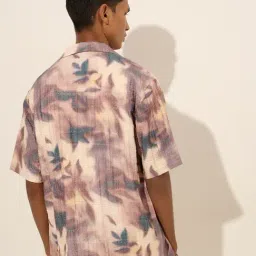 nuon men Nuon by Westside Mauve Abstract Print Relaxed-Fit Textured Shirt image 2