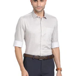 Turtle Grey Cotton Slim Fit Printed Shirts image 1