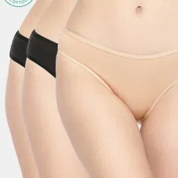 Inner Sense Black & Beige Plain Bikini Panty - Pack Of 3 image 1