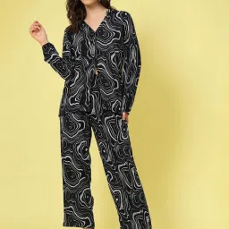 Melon by PlusS Black Printed Shirt With Trousers image 1