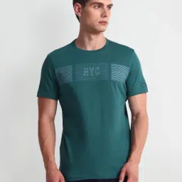 Arrow Sport Green Cotton Regular Fit Printed T-Shirt-picture-40