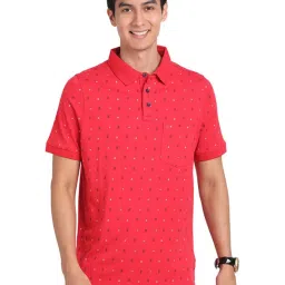 Turtle Red Cotton Slim Fit Printed Polo T-Shirts image 1
