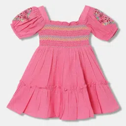 Blue Giraffe Kids Pink Cotton Dress image 2