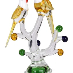 1ST TIME Yellow Glass Parrots On Stems Glossy Bedroom Medium Showpieces 6.7inch-picture-27