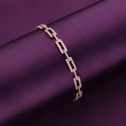 Kai Jewel Sterling Silver Rose Gold Double Bar Link Adjustable Bracelet image 2