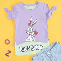 Pantaloons Junior Lavender & Light Green Printed Top with Inner image 1