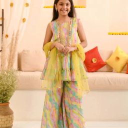 Pspeaches Girls Multicolor Cotton Regular Fit Printed Kurta Set-picture-24