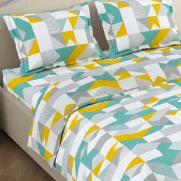Haus & Kinder Multicolor 144 TC Cotton Bedsheet with 1 Pillow Cover-picture-33