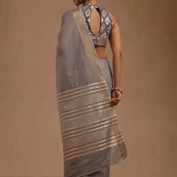 Soch Charcoal Linen Solid Saree image 2