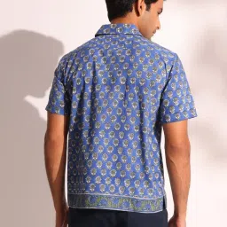 Fabindia Skyblue Cotton Straight Fit Print Casualshirts image 2