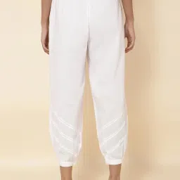 Fabindia White Cotton Embroidered Pants image 2