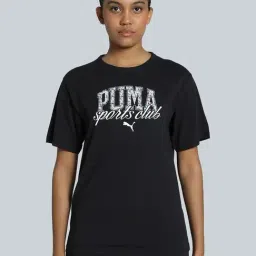 Puma Black Cotton Relaxed Fit Logo Printed T-Shirt-image-92