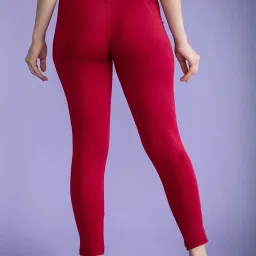 Clovia Maroon Slim Fit Tights image 2