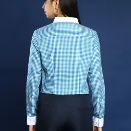 Hancock White-Blue Cotton Checks Shirt image 2