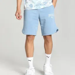 Puma Blue Cotton Regular Fit Logo Printed Sports Shorts-picture-29