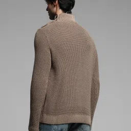 Jack & Jones Beige Slim fit Solid Pullovers image 2