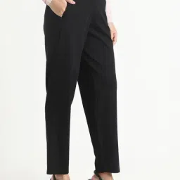 R&B Black Polyester Slim Fit Mid Rise Trousers image 4