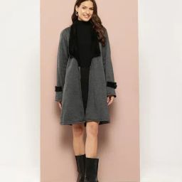 Qurvii Grey Plain Coat-picture-29