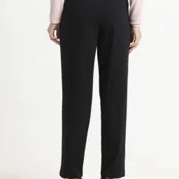 R&B Black Polyester Slim Fit Mid Rise Trousers image 2