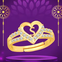 Heer Collection Gold-Plated Alphabet-S AD Studded Finger Ring image 1