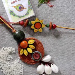 NVR Multicolor Sea Shell Handcrafted Bhaiya Bhabhi Rakhi with Roli Chawal - Set of 2-picture-10