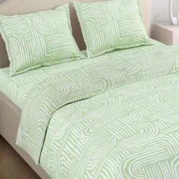 Haus & Kinder Green 186 TC Cotton Bedsheet with 2 Pillow Covers-picture-20