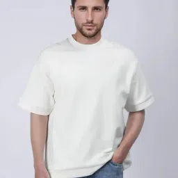 Rare Rabbit Off White Oversized Solid T-Shirt-image-66