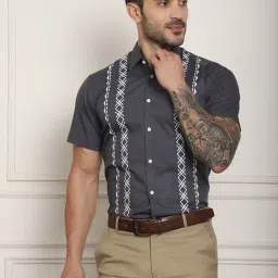 Indian Needle Mid Black Regular Fit Printed Shirt-picture-15