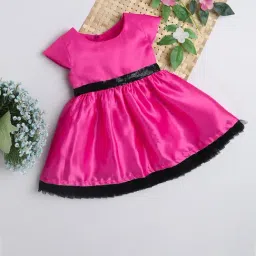 Many Frocks Kids Pink Solid Dress-image-79