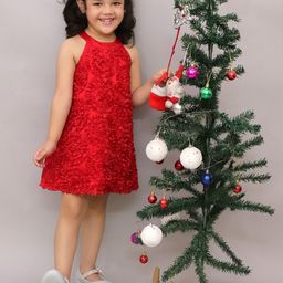 LIL DRAMA Girls Halter Neck Sleeveless A-Line Dress-picture-12