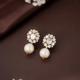 Curio Cottage Gold Meira Pearl Kundan Drop Earrings-picture-25